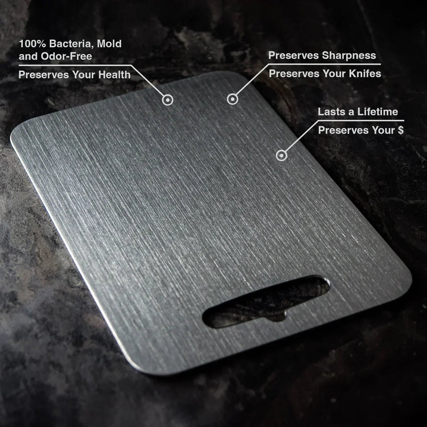 Antibacteriële titanium snijplank – mesvriendelijk en BPA-vrij – KUVANO PureSteel - Glamorix