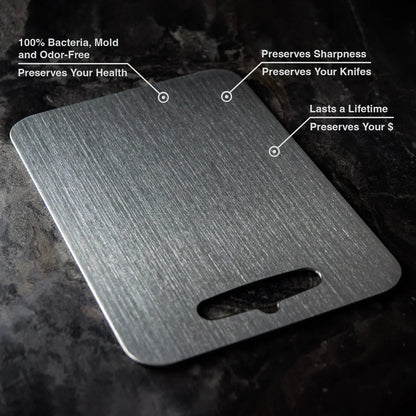 Antibacteriële titanium snijplank – mesvriendelijk en BPA-vrij – KUVANO PureSteel - Glamorix