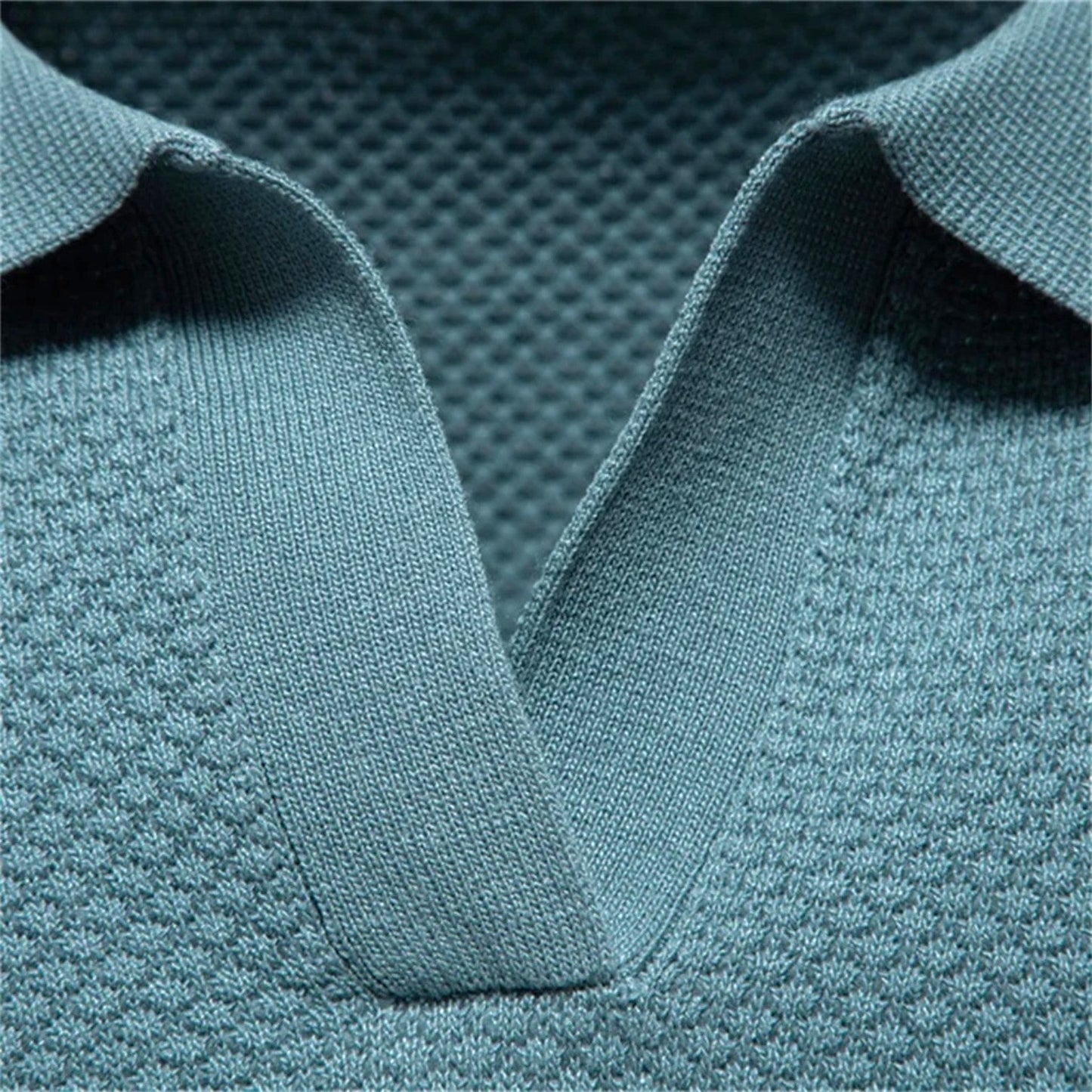 Stijlvol heren poloshirt met open kraag en fijne textuur – CALIX MODE - Glamorix