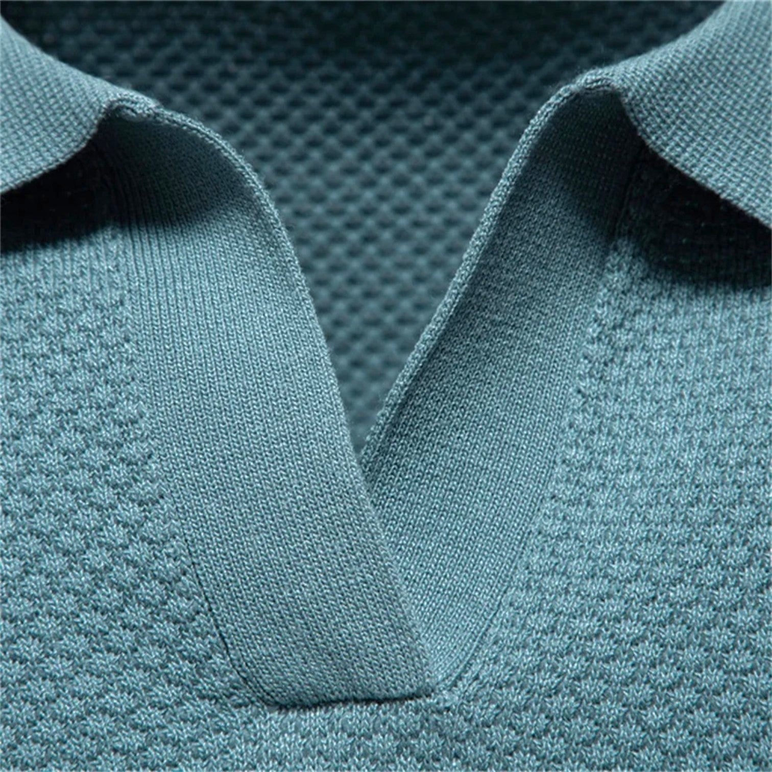 Stijlvol heren poloshirt met open kraag en fijne textuur – CALIX MODE - Glamorix