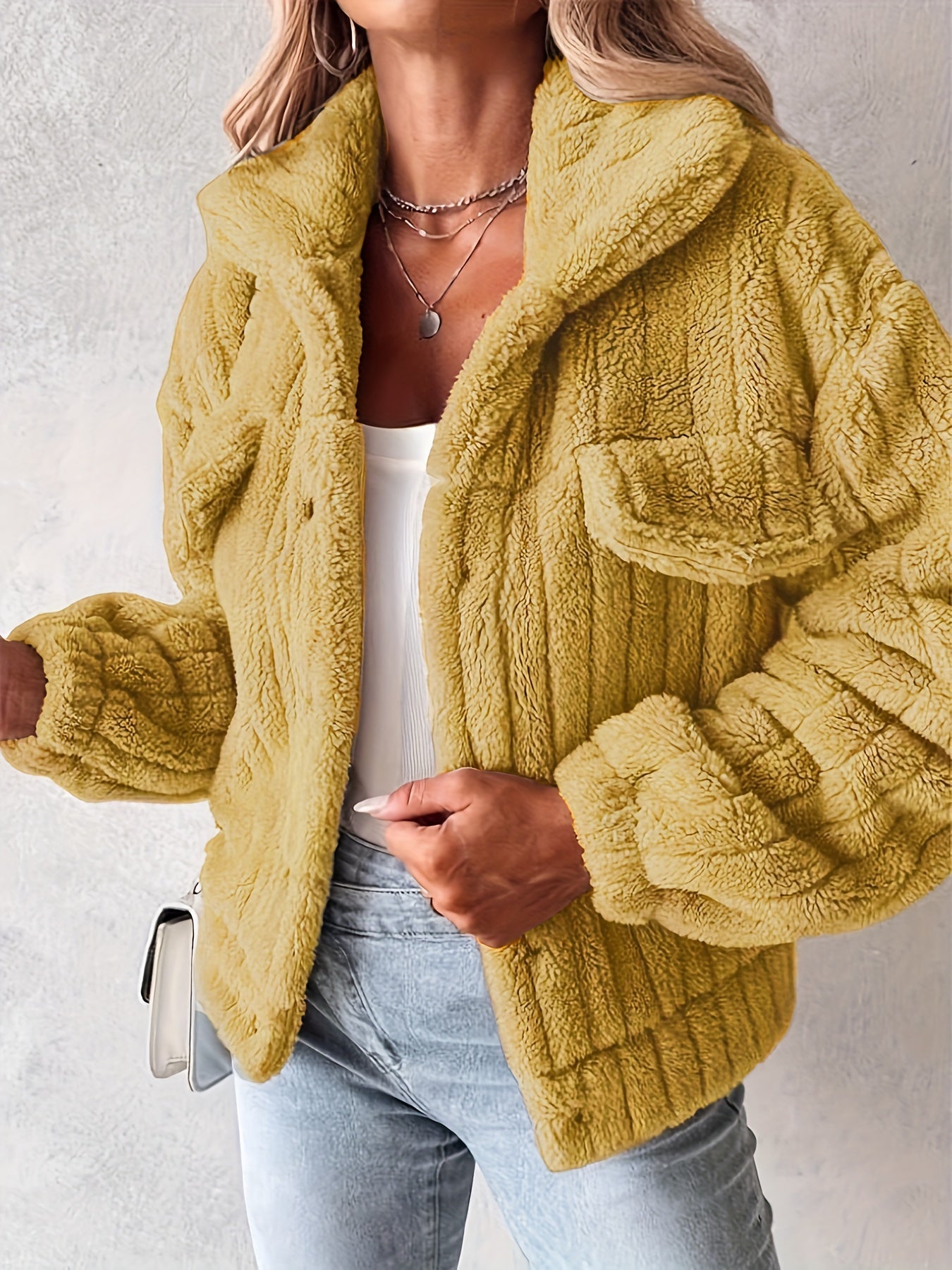 Teddy jas met bouclé pasvorm voor dames casual – NORDIX - Glamorix