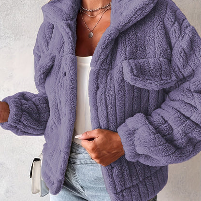 Teddy jas met bouclé pasvorm voor dames casual – NORDIX - Glamorix