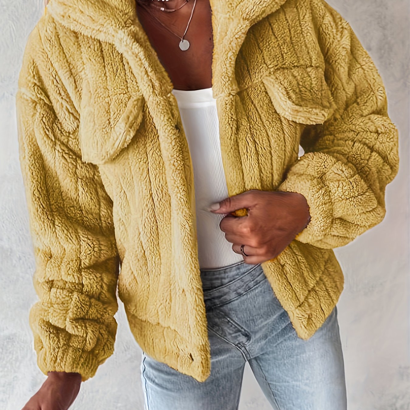 Teddy jas met bouclé pasvorm voor dames casual – NORDIX - Glamorix