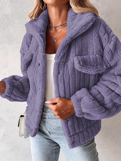 Teddy jas met bouclé pasvorm voor dames casual – NORDIX - Glamorix