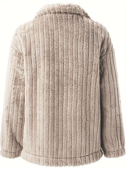 Teddy jas met bouclé pasvorm voor dames casual – NORDIX - Glamorix