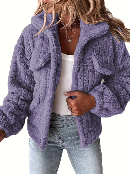 Teddy jas met bouclé pasvorm voor dames casual – NORDIX - Glamorix