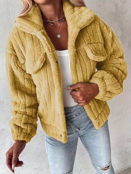Teddy jas met bouclé pasvorm voor dames casual – NORDIX - Glamorix