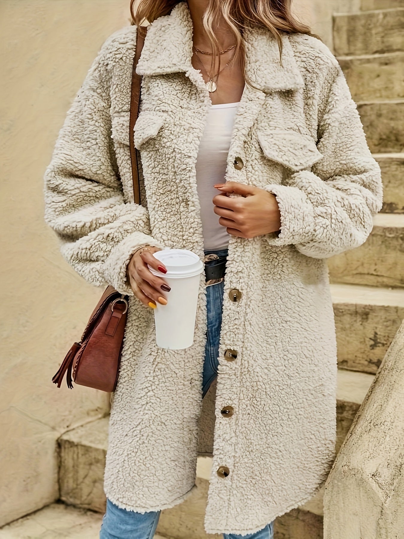 Teddy jas voor dames met pluizige buitenlaag – NOVAWEAR - Glamorix