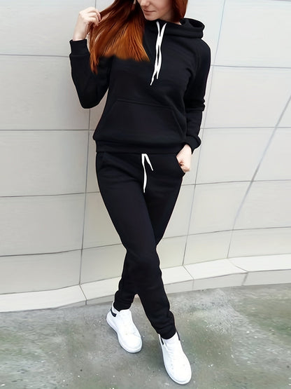 Een trainingspak met capuchon pullover en broek – NOVAWEAR - Glamorix