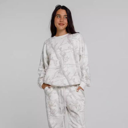 Tweedelige trainingsset met hoodie en bijpassende broek in camouflage bladprint voor comfortabel dragen – VORTEX - Glamorix