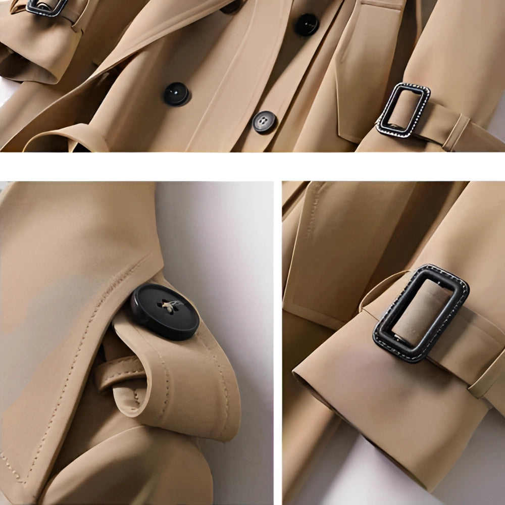Trenchcoat Dames | Dubbele Knoopsluiting & Riem - Glamorix