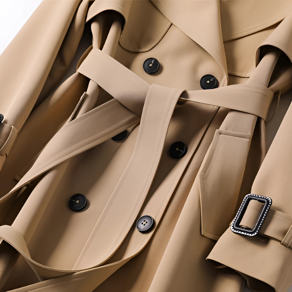 Trenchcoat Dames | Dubbele Knoopsluiting & Riem - Glamorix