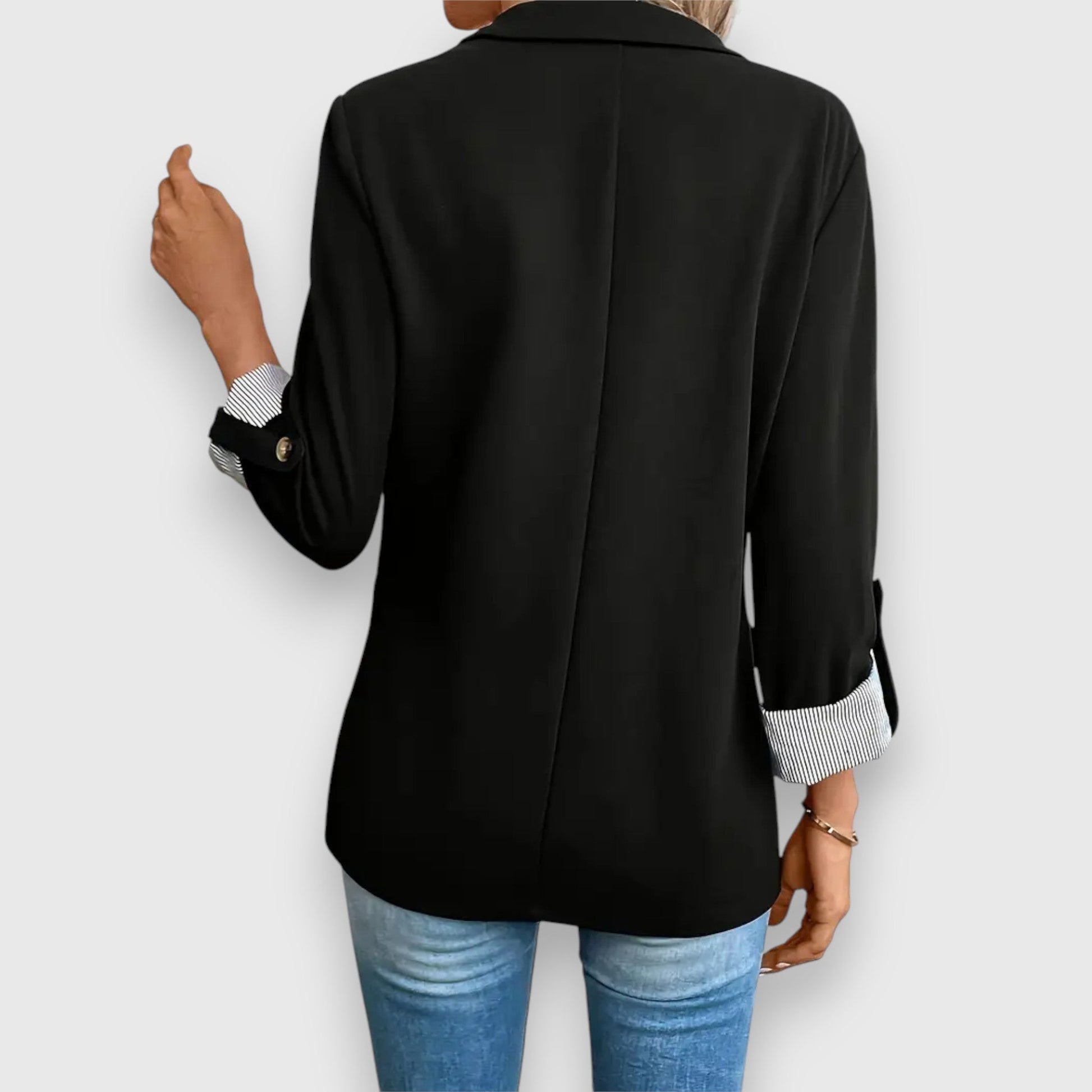 Elegante damesblazer met opgerolde mouwen en relaxte pasvorm – SOLENE BLAIR - Glamorix
