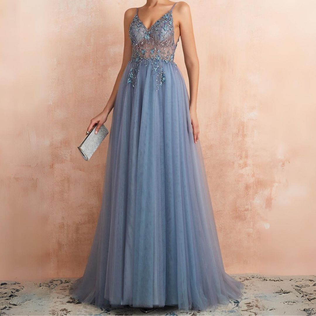 SERENA - Elegante tule jurk met verfijnde versieringen