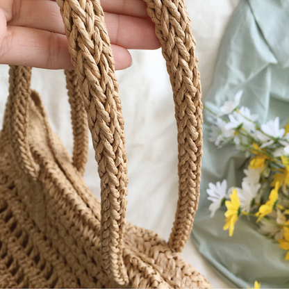 LuxeBreeze - Stijlvolle Geweven Handtas voor Vrouwen