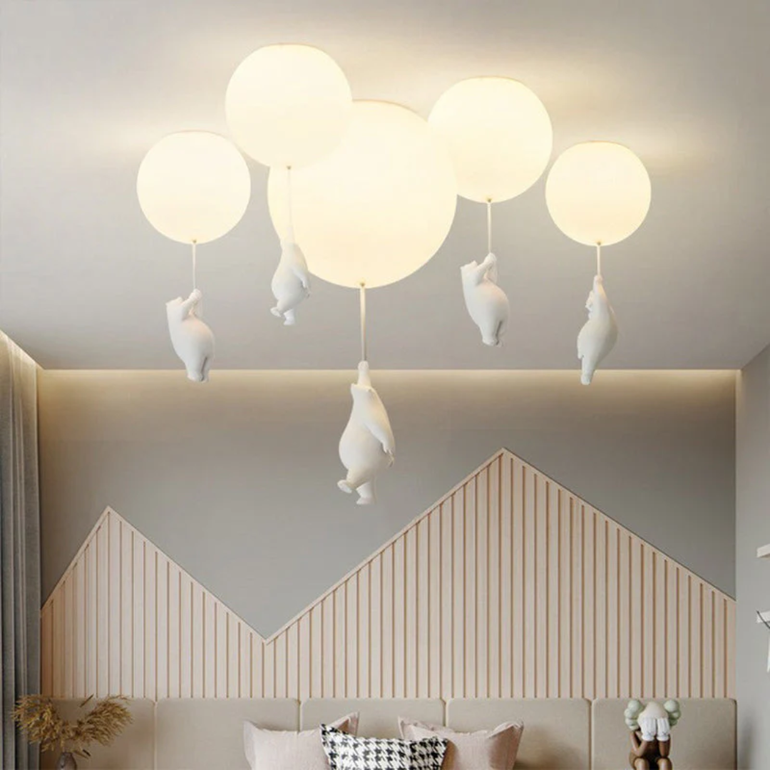 Betoverende Kinderkamer Hanglamp met Beer en Ballon – TeddyGlow