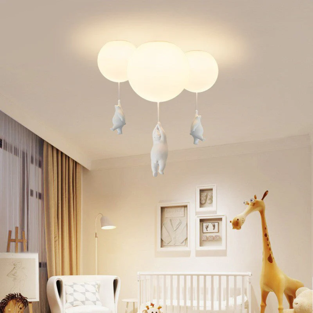 Betoverende Kinderkamer Hanglamp met Beer en Ballon – TeddyGlow