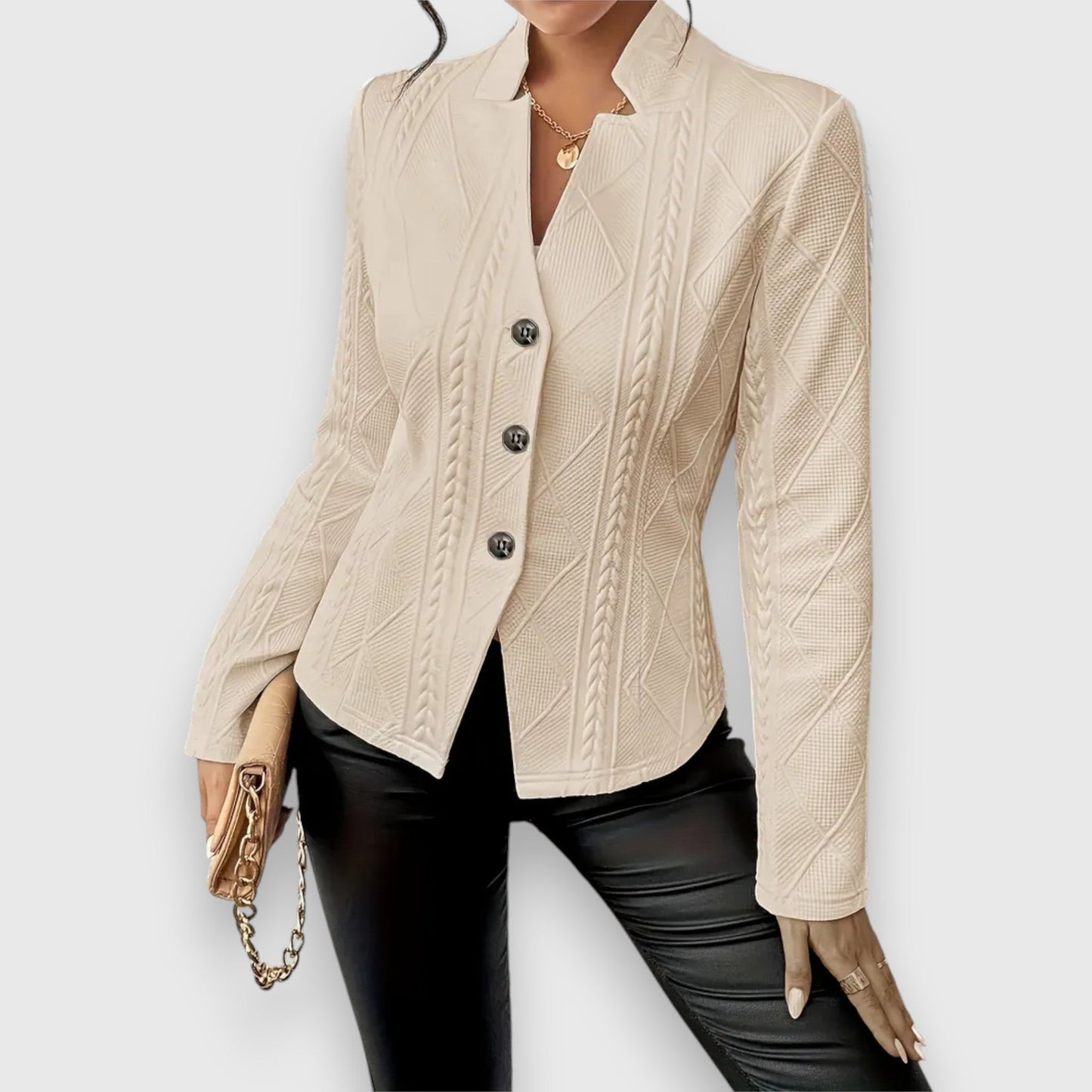 Getailleerde damesblazer met structuur en elegante snit – SERENA FORME - Glamorix
