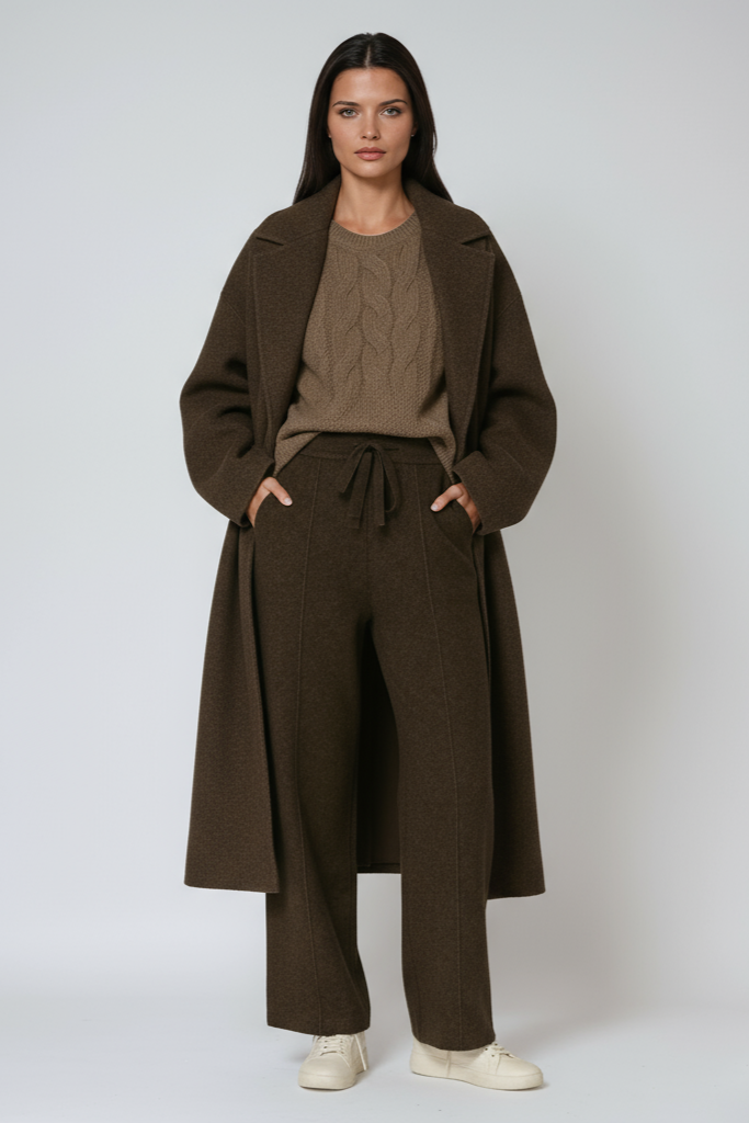 LOU – Gebreide dames broek met rechte pijpen en trekkoord - Glamorix