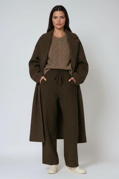 LOU – Gebreide dames broek met rechte pijpen en trekkoord - Glamorix