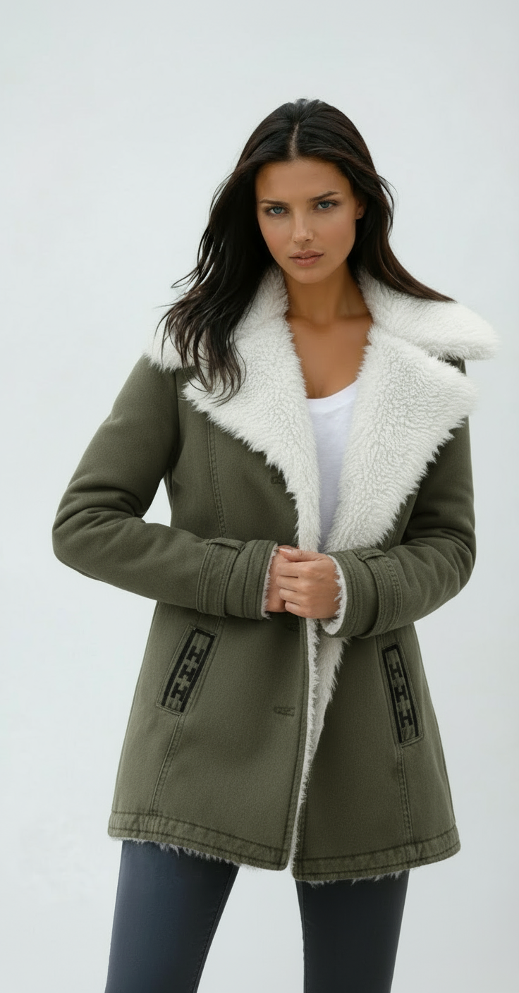 Jacky - Winterjas Dames | Bontkraag & Knopen - Glamorix