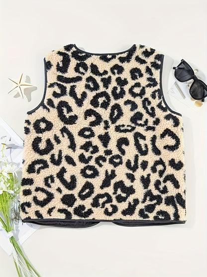 Vest met luipaardprint en knoopsluiting voor dames – VESTLY - Glamorix