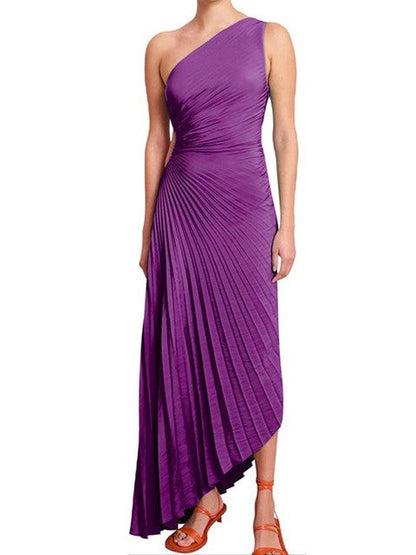 SELENA - Damesjurk met één schouder en elegante plooien