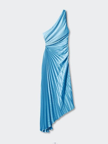 SELENA - Damesjurk met één schouder en elegante plooien