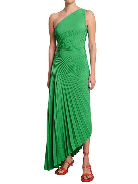 SELENA - Damesjurk met één schouder en elegante plooien