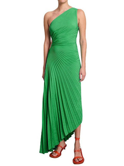 SELENA - Damesjurk met één schouder en elegante plooien