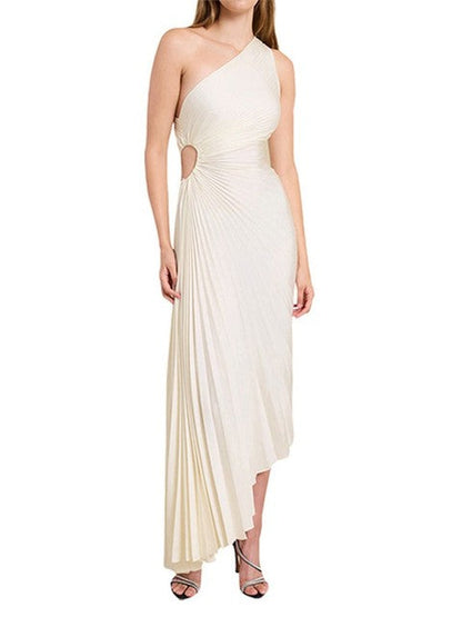SELENA - Damesjurk met één schouder en elegante plooien