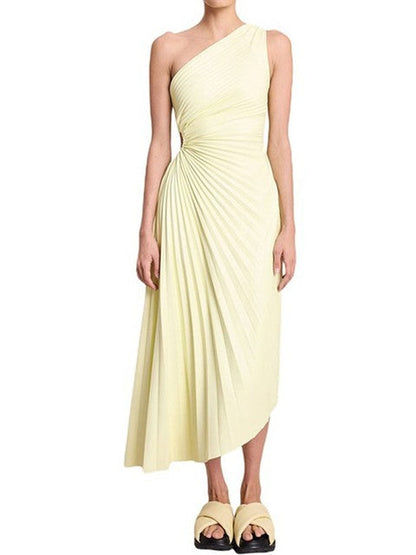 SELENA - Damesjurk met één schouder en elegante plooien