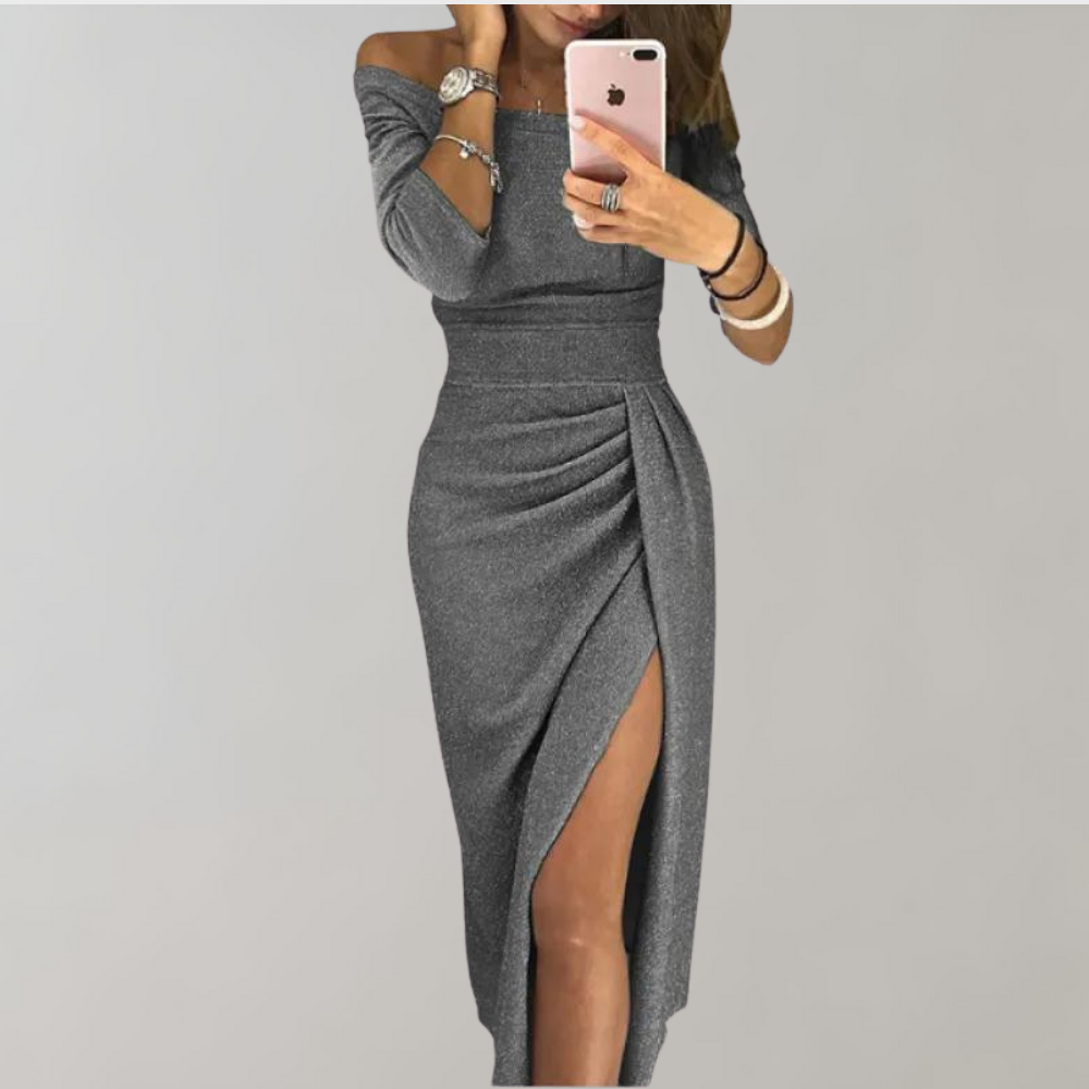 Off-shoulder bodycon jurk met flatterende pasvorm – SERÉNA - Glamorix