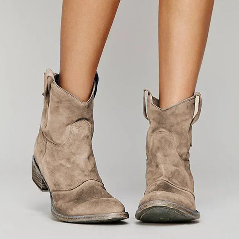Dames western enkellaarzen met lage hak en cowboy-invloeden makkelijk aan te trekken met lusjes voor dames – NOVAFOOT - Glamorix