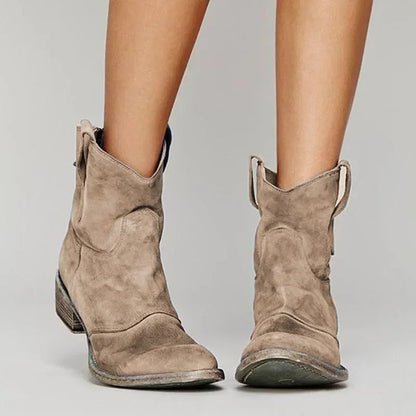 Dames western enkellaarzen met lage hak en cowboy-invloeden makkelijk aan te trekken met lusjes voor dames – NOVAFOOT - Glamorix
