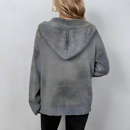 SAGE - Gebreid vest met capuchon en knoopsluiting in relaxte pasvorm