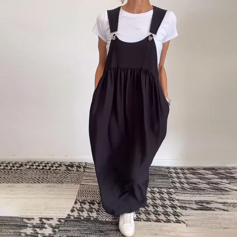 Zomerse Damesjurk met Brede Bandjes en Vloeiende Pasvorm – LUNA ELEGANTE - Glamorix