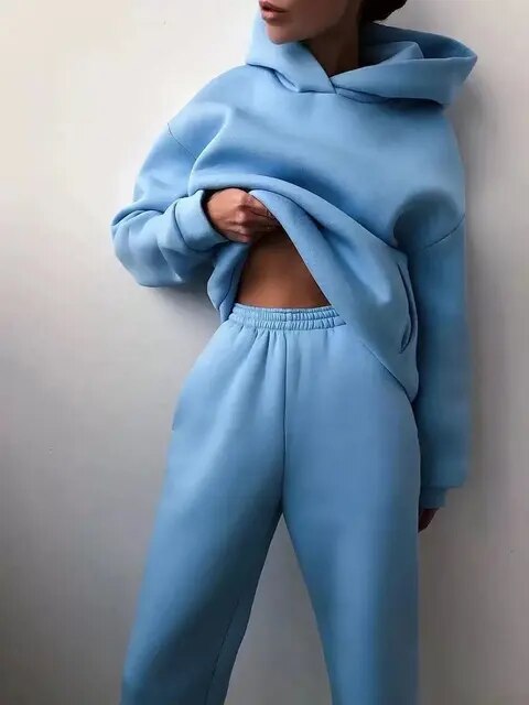 ARLET - Conjunto de chándal oversize de dos piezas con capucha para mujer - Glamorix