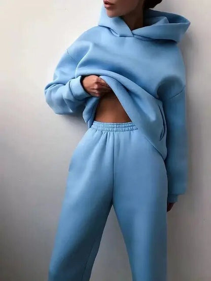 ARLET - Conjunto de chándal oversize de dos piezas con capucha para mujer - Glamorix