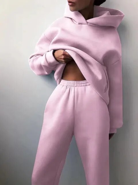 ARLET - Conjunto de chándal oversize de dos piezas con capucha para mujer - Glamorix