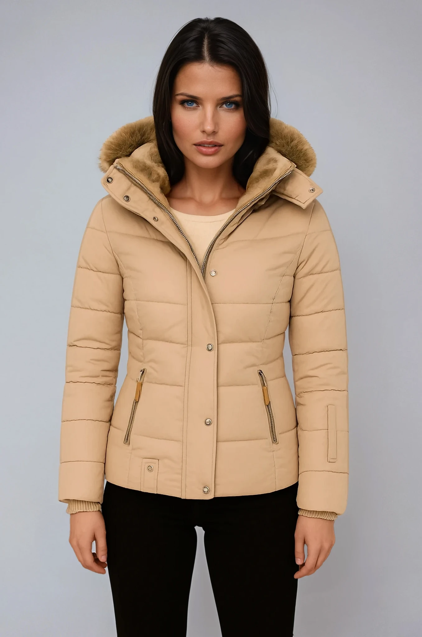 Jace - Winterjas Dames | Bontvoering & Capuchon - Glamorix