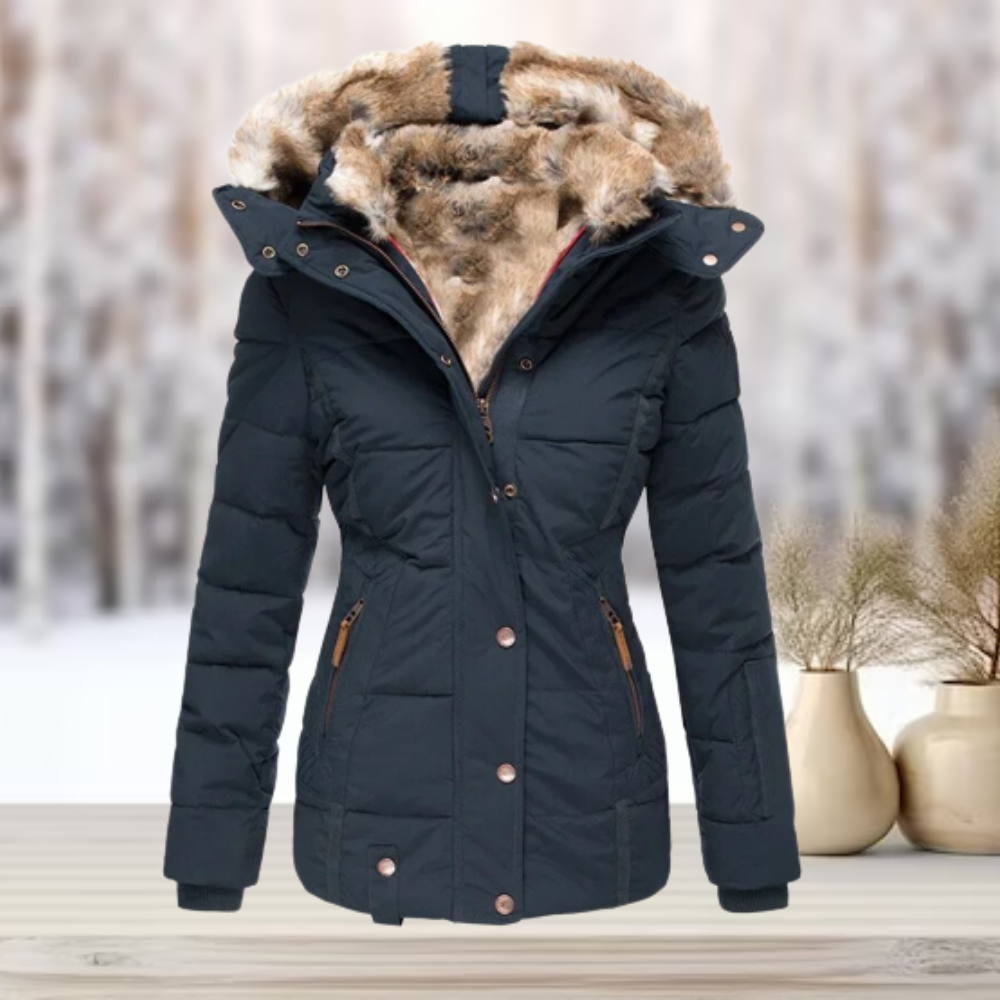 Jace - Winterjas Dames | Bontvoering & Capuchon - Glamorix