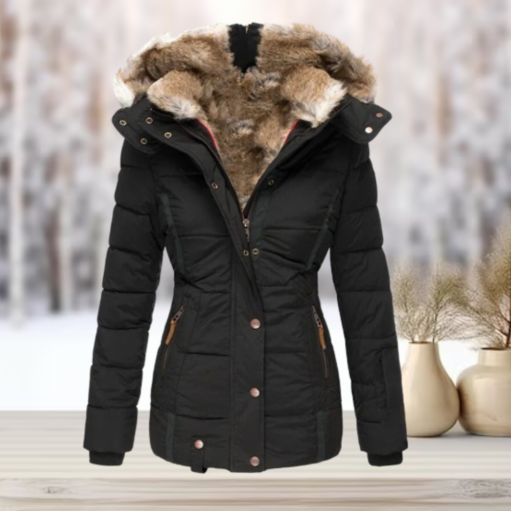 Jace - Winterjas Dames | Bontvoering & Capuchon - Glamorix