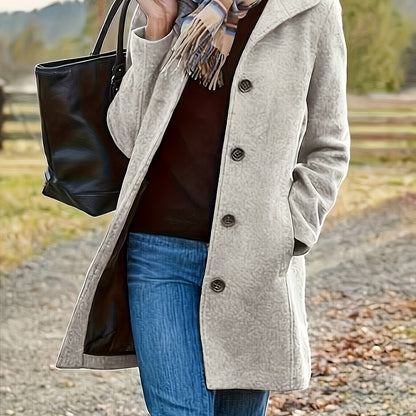 Wolmix jas voor dames met knoopsluiting en warmte - NOVA - Glamorix