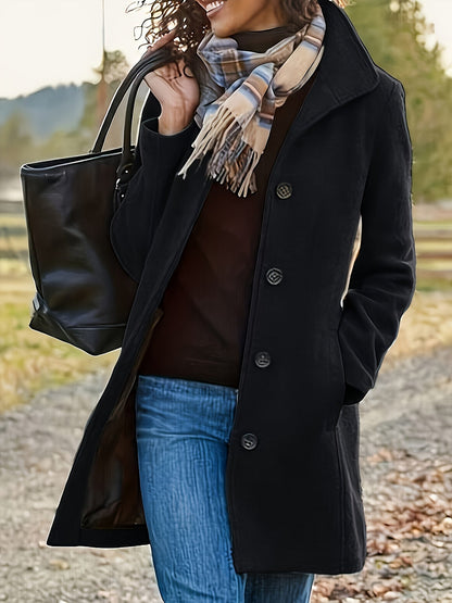Wolmix jas voor dames met knoopsluiting en warmte - NOVA - Glamorix