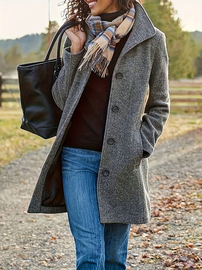 Wolmix jas voor dames met knoopsluiting en warmte - NOVA - Glamorix