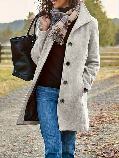 Wolmix jas voor dames met knoopsluiting en warmte - NOVA - Glamorix
