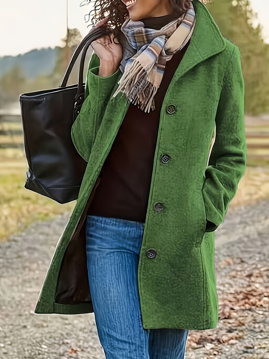 Wolmix jas voor dames met knoopsluiting en warmte - NOVA - Glamorix