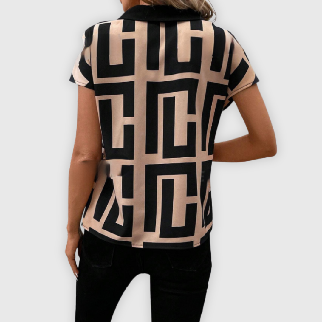 Moderne Dames Top met Unieke Geometrische Print voor Trendy Casual Stijl – SOLAIRE VIBE - Glamorix