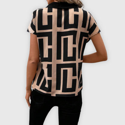Moderne Dames Top met Unieke Geometrische Print voor Trendy Casual Stijl – SOLAIRE VIBE - Glamorix